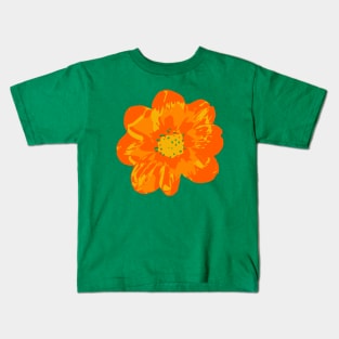 COSMIC COSMOS Big Abstract Floral Summer Bright Flower - Coral Orange Yellow Lime Green - UnBlink Studio by Jackie Tahara Kids T-Shirt